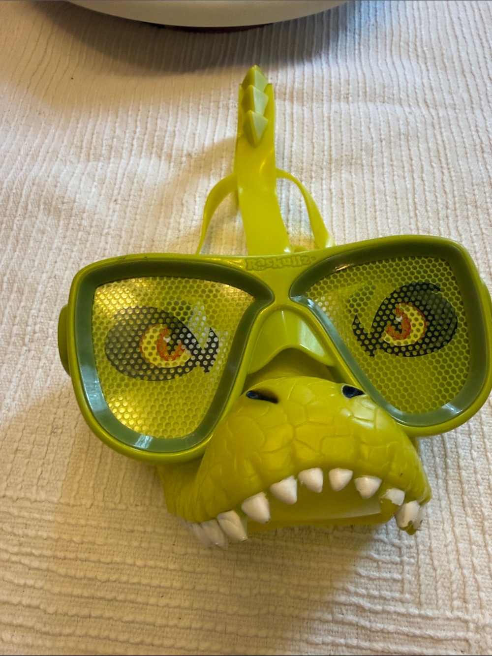 Kids Raskullz Lime Green Dinosaur Face Mask Costume Accessory